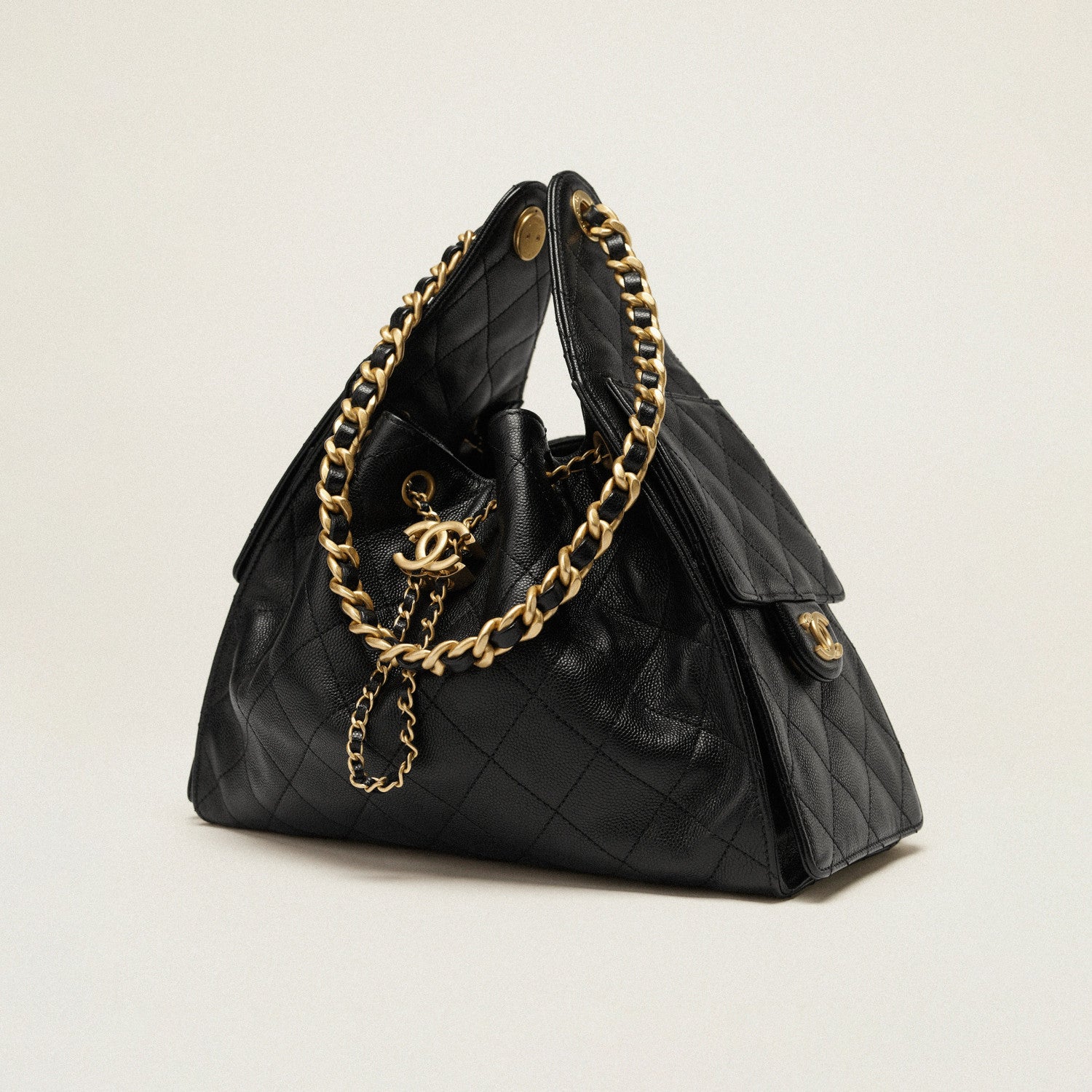 Chanel Women's Fashion Classic Solid Color Leather Logo Drawstring Underarm Bag Chain Handbag Tote Shoulder Bag Bags AS5293-B20304-U2367 #78855
