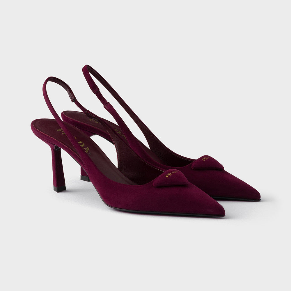 PRADA Suede Leather Slingback Pumps#388476