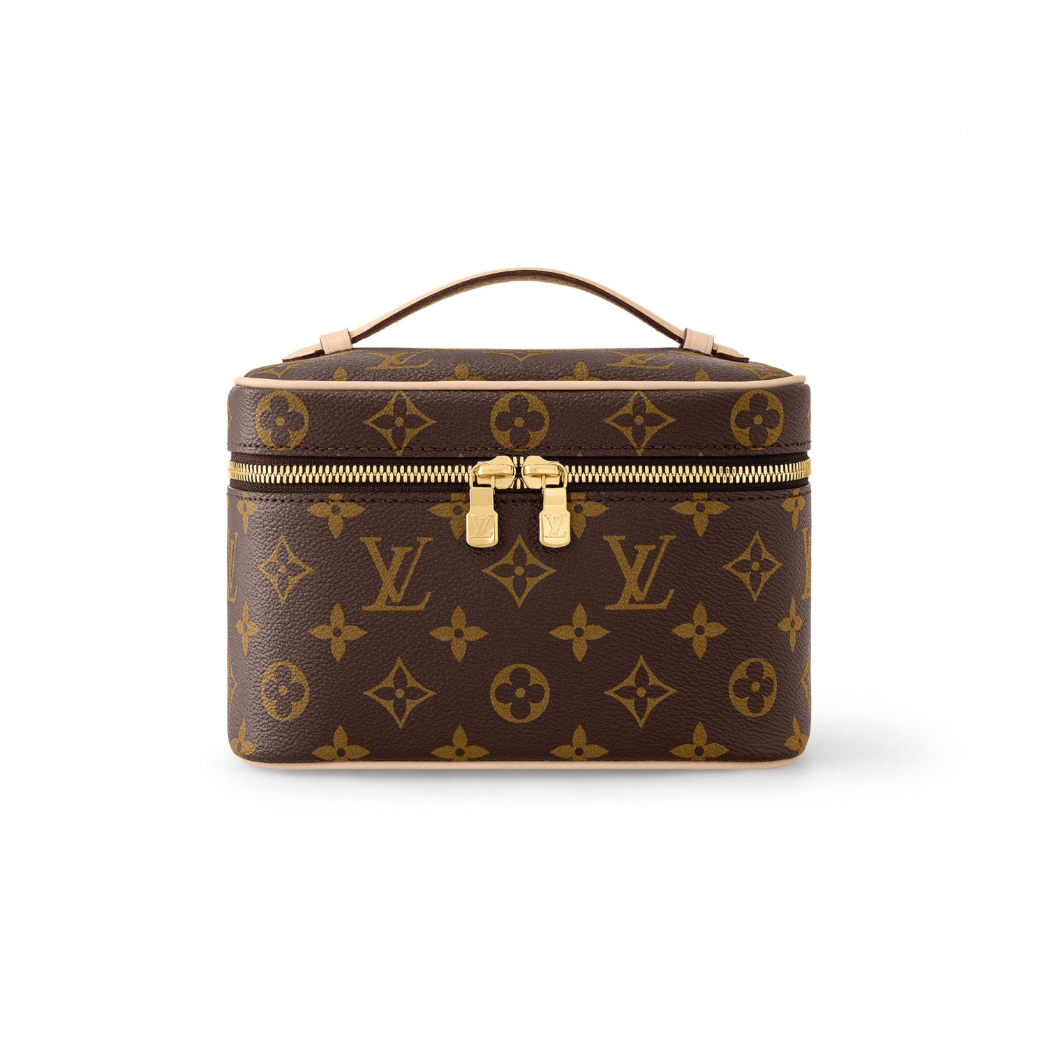 Louis Vuitton NICE Women's Brown Nice Mini Makeup Bag with LV Logo Metal Zipper Pull. Leather Handbag Makeup Bag Bags #77968