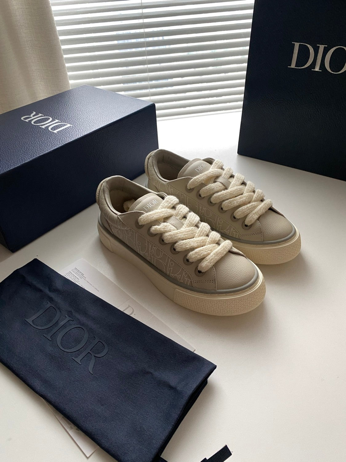 Dior B33 Spin Men's Low Top Lace Up Leather Casual Printed Thick Bottom Height Increasing Sneakers Shoes #77186