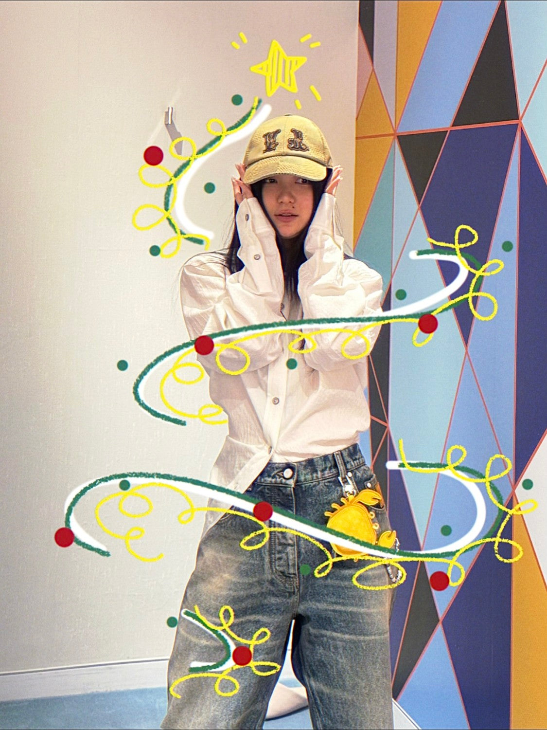 Louis Vuitton Sun Fading Effect Denim Long Sleeve Shirt Skateboarding Jeans Pants Men'S Spring And Summer Fashion High Street Trend Casual Suit Set #75985