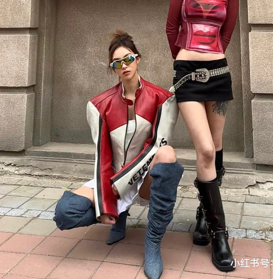 Vetements Black Short Sleeved Leather Jacket #21919