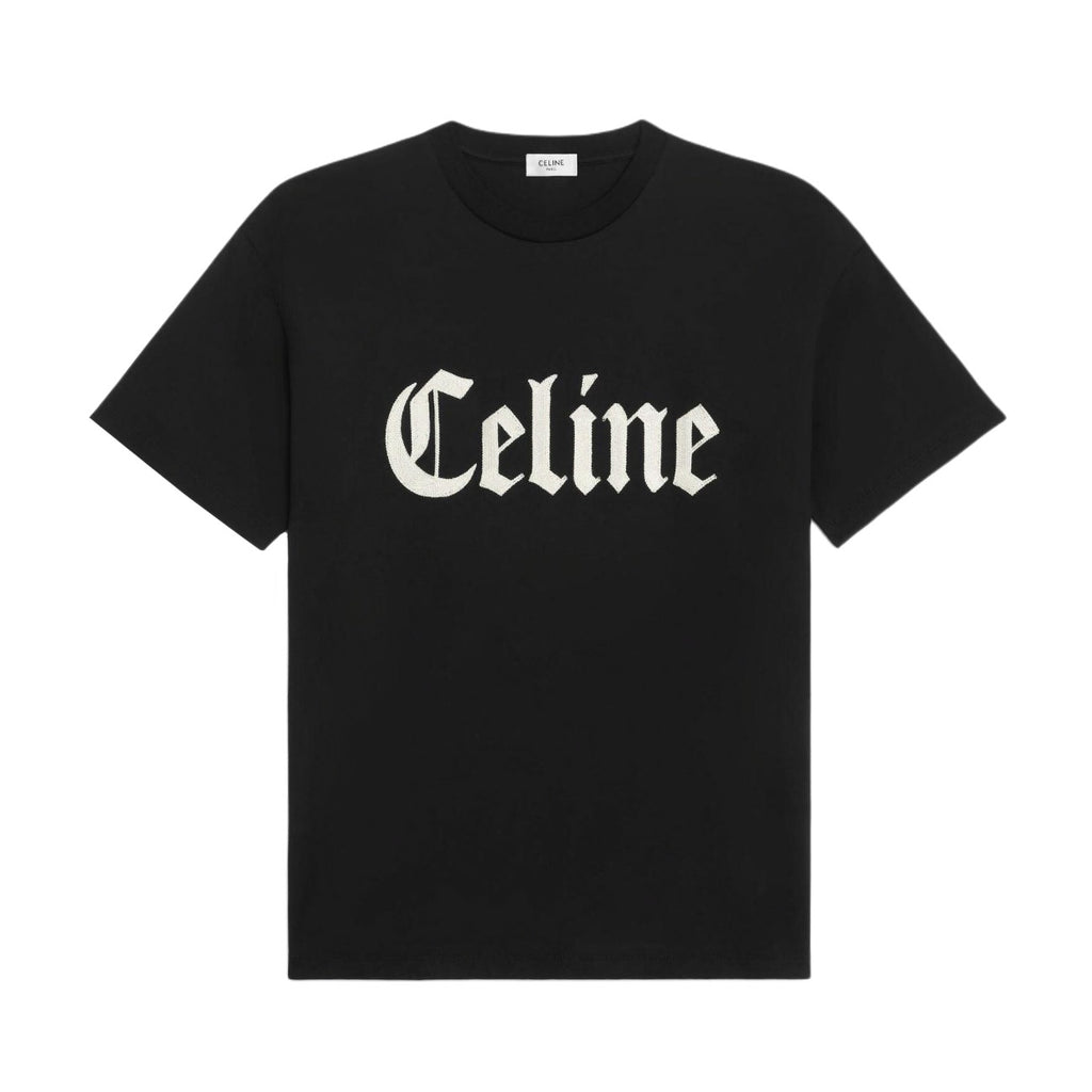 Celine Men's And Women's Plain Color Letter Print Round Neck Cotton Short Sleeve T-shirt #77899
