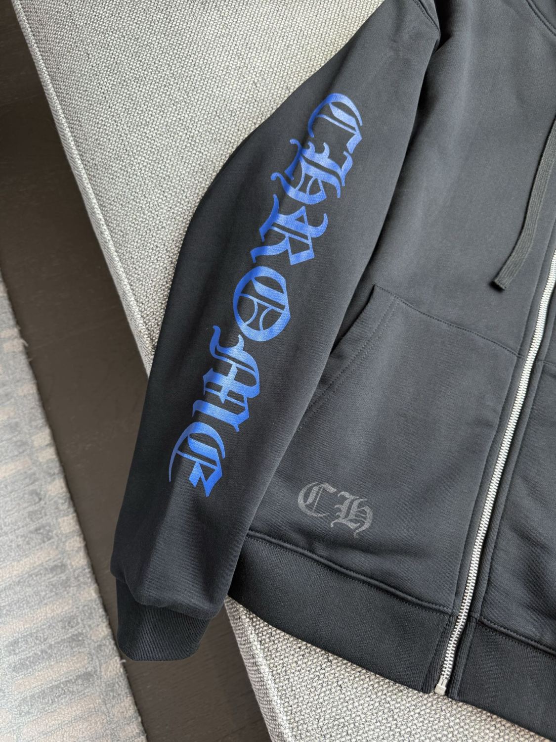 Chrome Hearts Men's & Women's Spring/Fall Letter Print Zipper-Front Warm Solid-Color Long-Sleeve Hooded Sweatshirt Jacket #81736