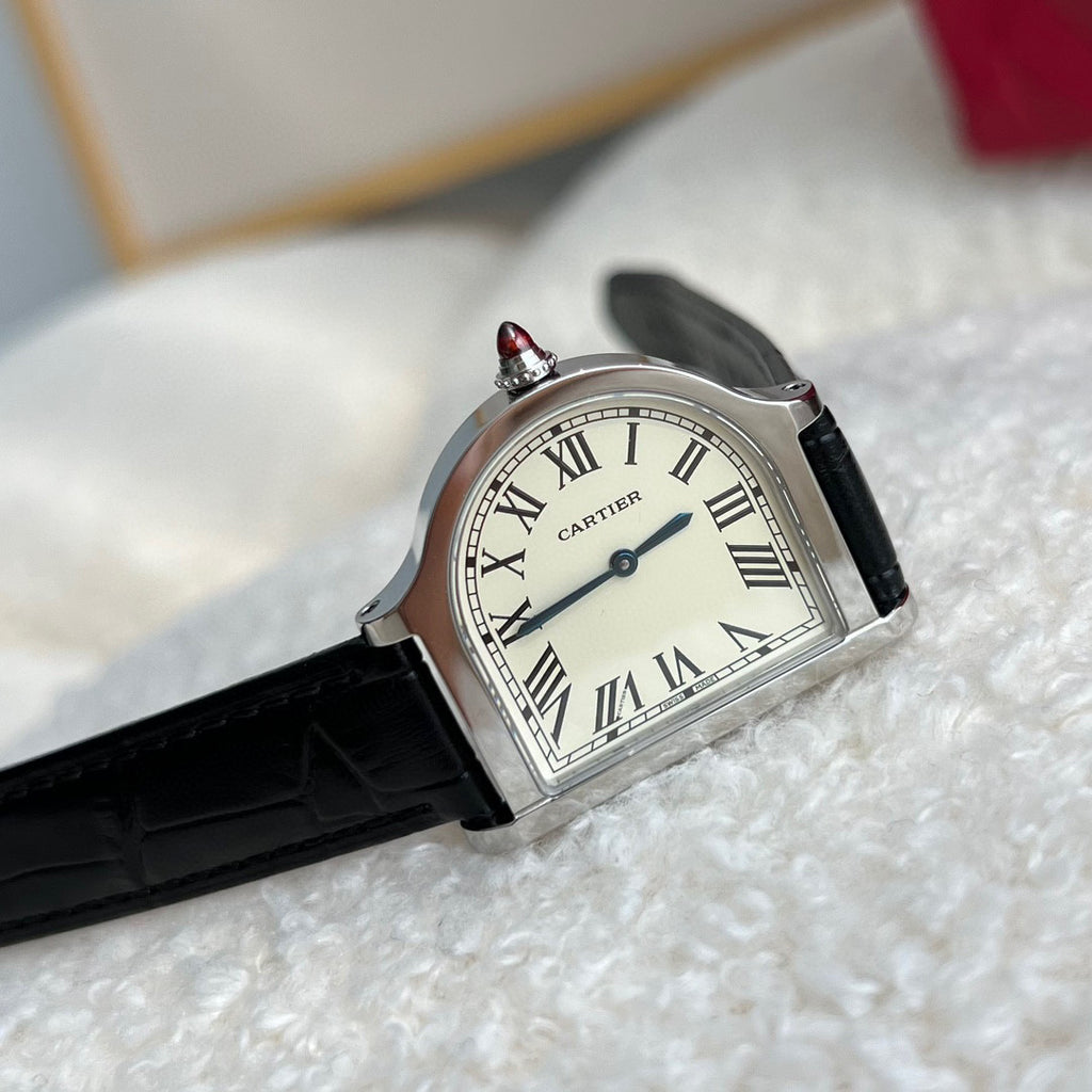 Cartier Women's Half Round Leather Strap Watch #96624