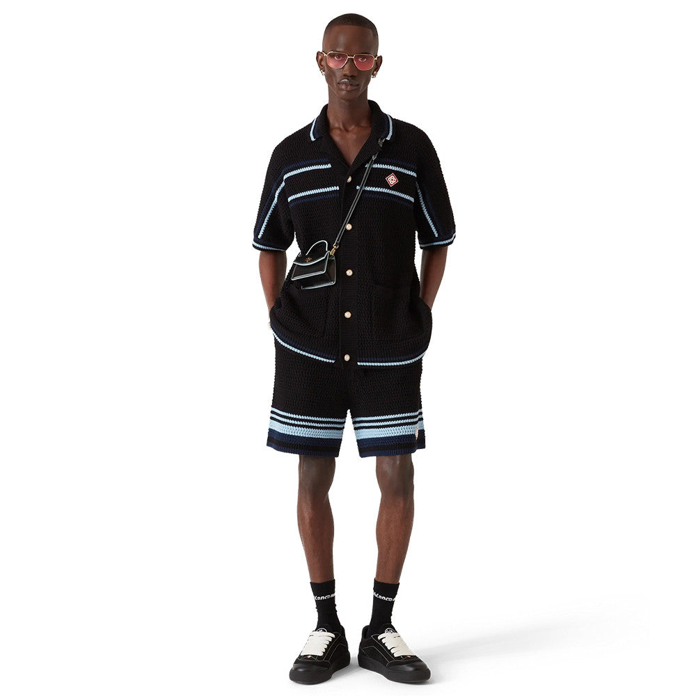 Casablanca Tennis Cotton Crochet Short Sleeve Shirt Shorts Suit #336882