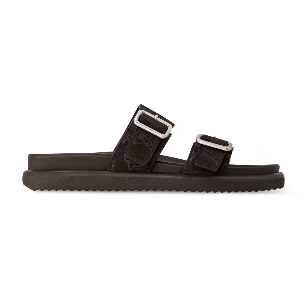 Louis Vuitton Men's Summer Solid Color Classic Fashion Casual Logo Print Slippers Round Toe Flat Mule Shoes #78169