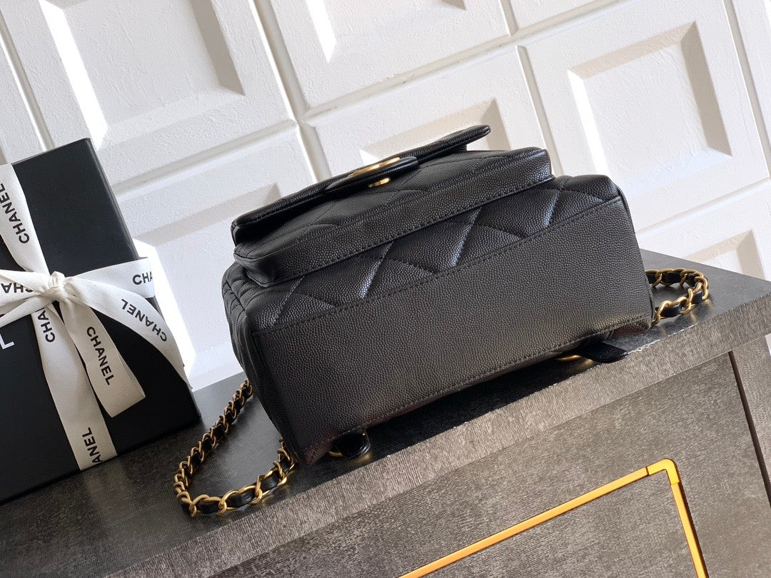 Chanel Women's Fashion Classic Solid Color Double Zip Leather Logo Backpack With Chain Straps Bag Bags AS5793-B22082-94305 #79454