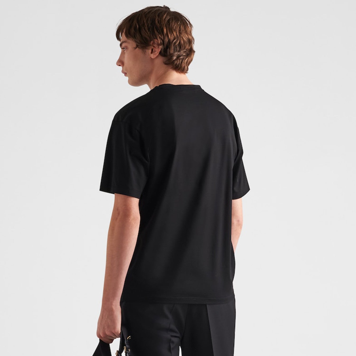 Prada Men's Spring/Summer Fashion Letter Logo Solid Color T-shirt Short sleeved Round Neck Casual Loose Comfortable Top  #99576