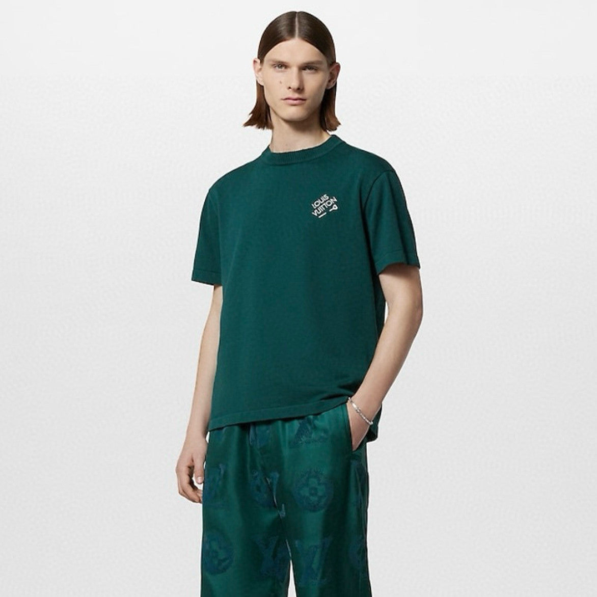 Louis Vuitton Men's Solid Color Logo Embroidery Casual Cotton Crew Neck Shirt Short Sleeve T-shirt #76114