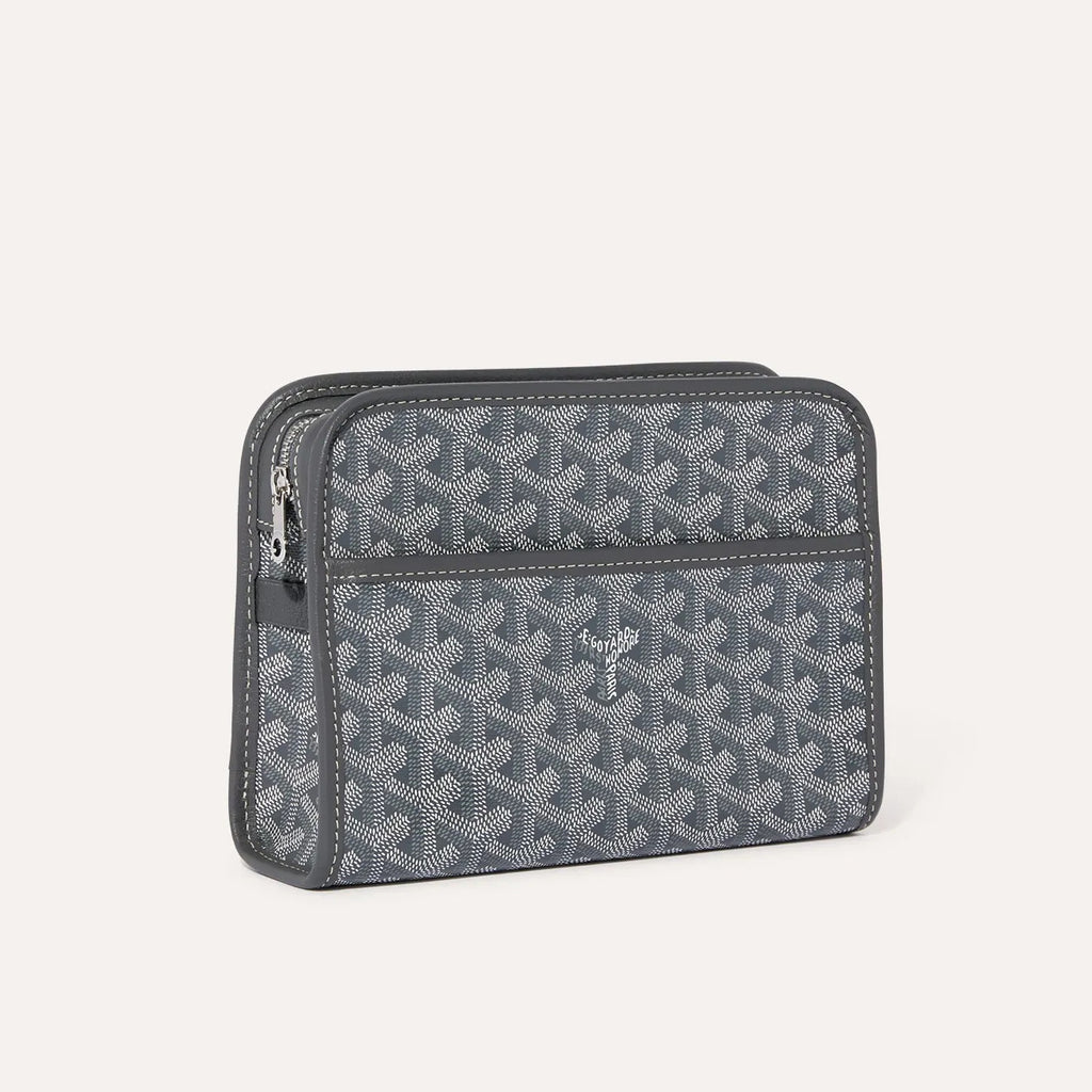 GOYARD Jouvence Men's and Women's Old Flower Full Print Zipper Closure Canvas Patchwork Leather Wash Bag Clutch Bags #75739