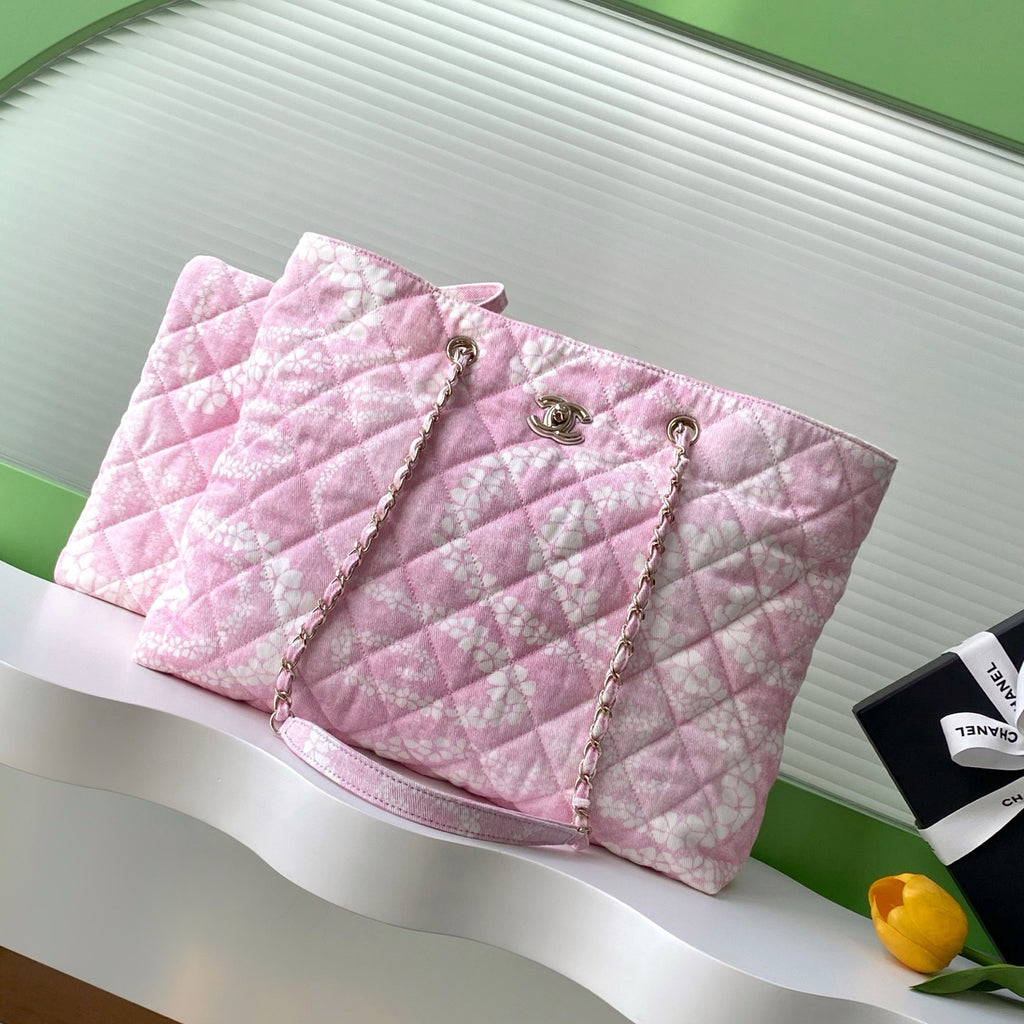 Chanel Women's Solid Color Chain Cherry Blossom Print Cotton Shoulder Bag Bags #77446