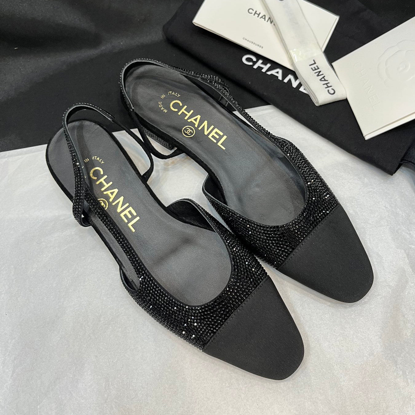 Chanel Women's Spring Summer Solid Colour Leather Round Toe Ballet Sandal Shoes #77255