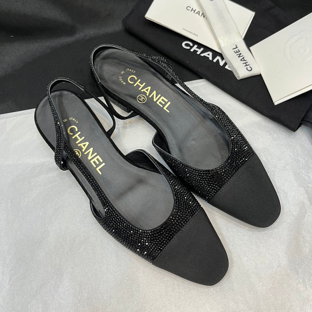 Chanel Women's Spring Summer Solid Colour Leather Round Toe Ballet Sandal Shoes #77255