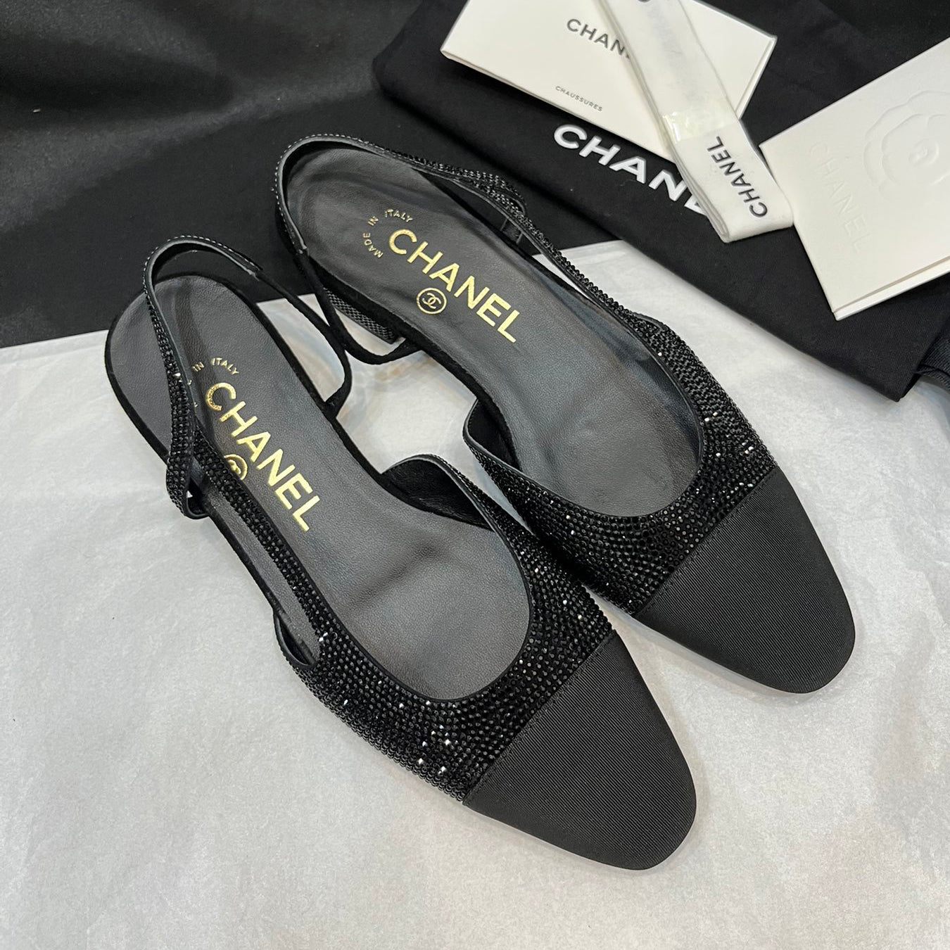 Chanel Women's Spring Summer Solid Colour Leather Round Toe Ballet Sandal Shoes #77255