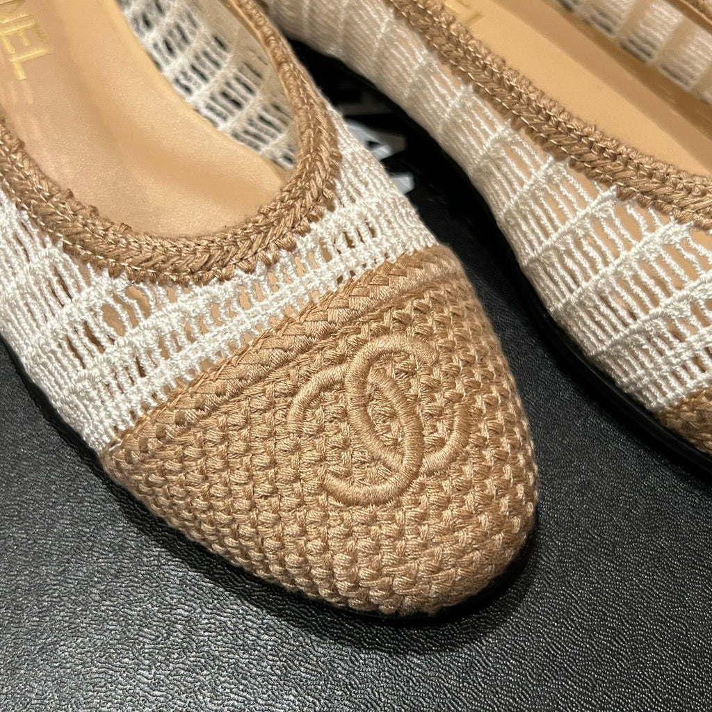 Chanel Women's Summer Colour-Block Knitted Casual Ballet Flats Shoes #76994