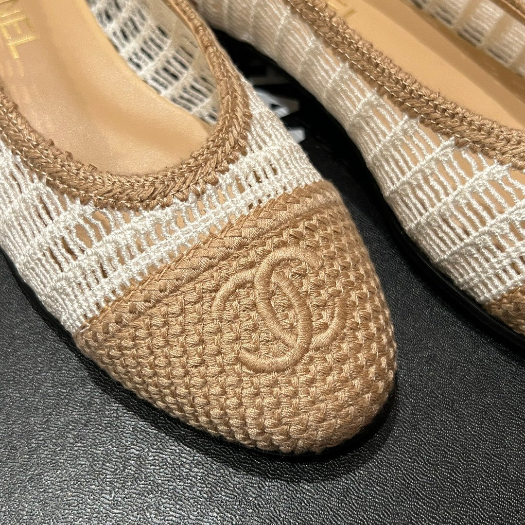 Chanel Women's Summer Colour-Block Knitted Casual Ballet Flats Shoes #76994