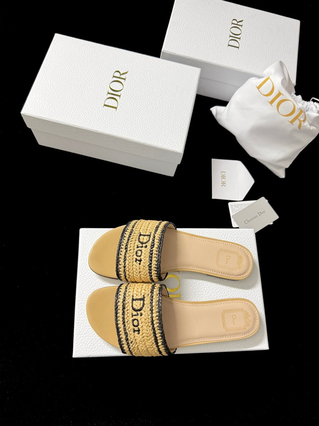 DIOR Dioriviera Dior Woven Slide Soupir Pink Crocheted Raffia-Effect Technical Fabric #387794