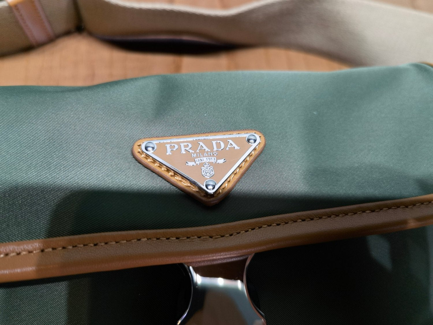 Prada Men's Enameled Metal Triangle Label Re-Nylon and Leather Shoulder Bag Waist Bags #76294