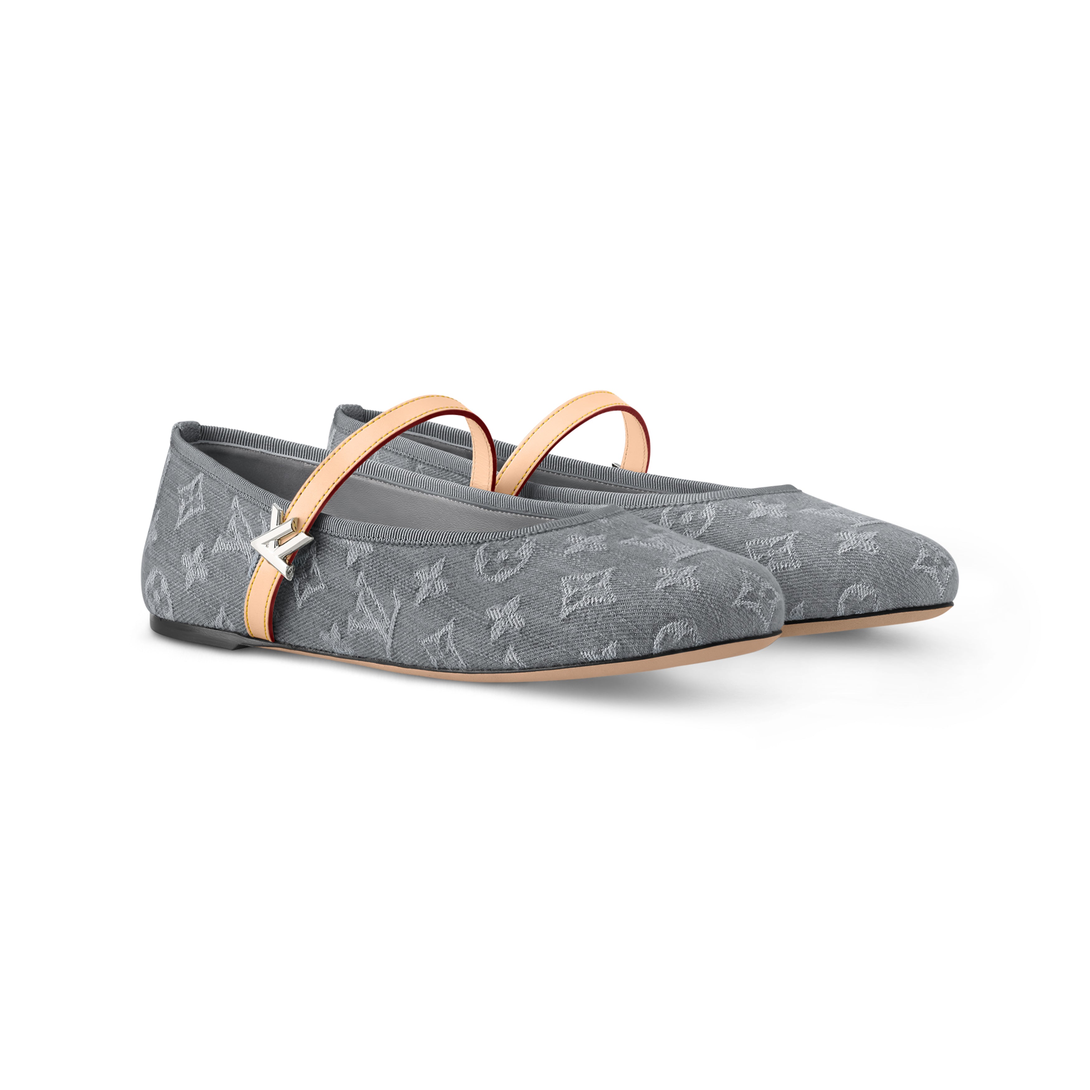 Louis Vuitton x TM ROMY Women's Spring/fall Fashion Classic Round Toe Slip On Logo Print Flat Mary Jane Ballet Flats  Shoes #79212