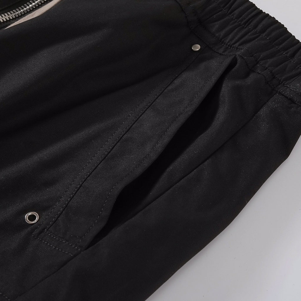 Rick Owens Men's Spring & Fall Black Multi-Pocket Drawstring Zipper Wide Leg Flared Pants #72482