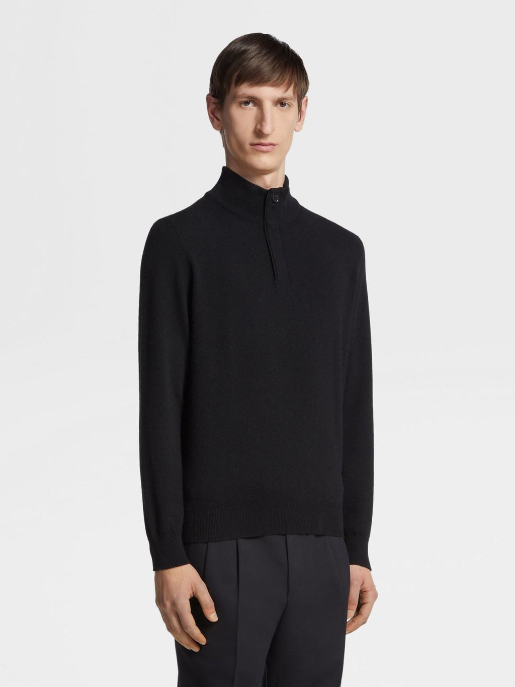 Ermenegildo Zegna Deep Foliage Mélange Color Oasi Cashmere Zipper Penguin Collar Sweater Men's Luxury Knitted Sweater Autumn And Winter Bottom Warm Fashion Trend Knitting Ngvp #2451