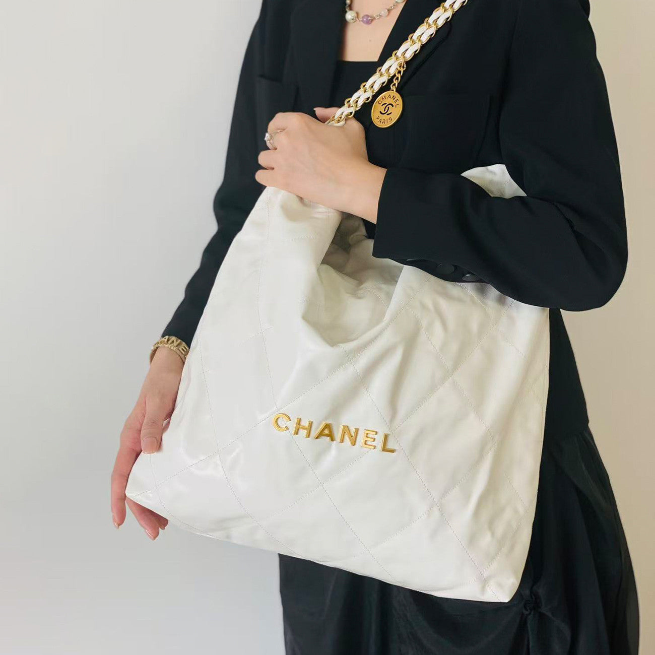 Chanel Large Bags  37 X 45 X 10 X 46 CM Collection Link Large Tote Women's Classic Waxed Leather Tote With Gold And Silver Buckles Leather-woven Chain And Luxurious Chain Strap Bags #196089