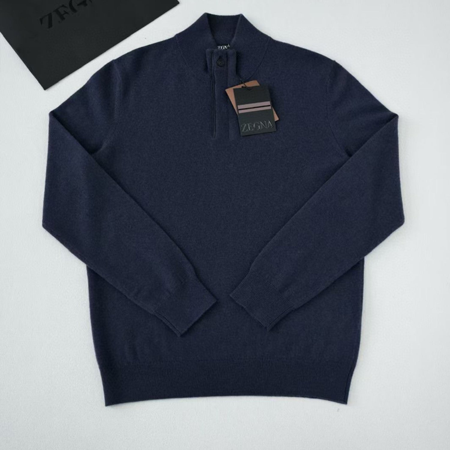 Ermenegildo Zegna Deep Foliage Mélange Color Oasi Cashmere Zipper Penguin Collar Sweater Men's Luxury Knitted Sweater Autumn And Winter Bottom Warm Fashion Trend Knitting Ngvp #2451