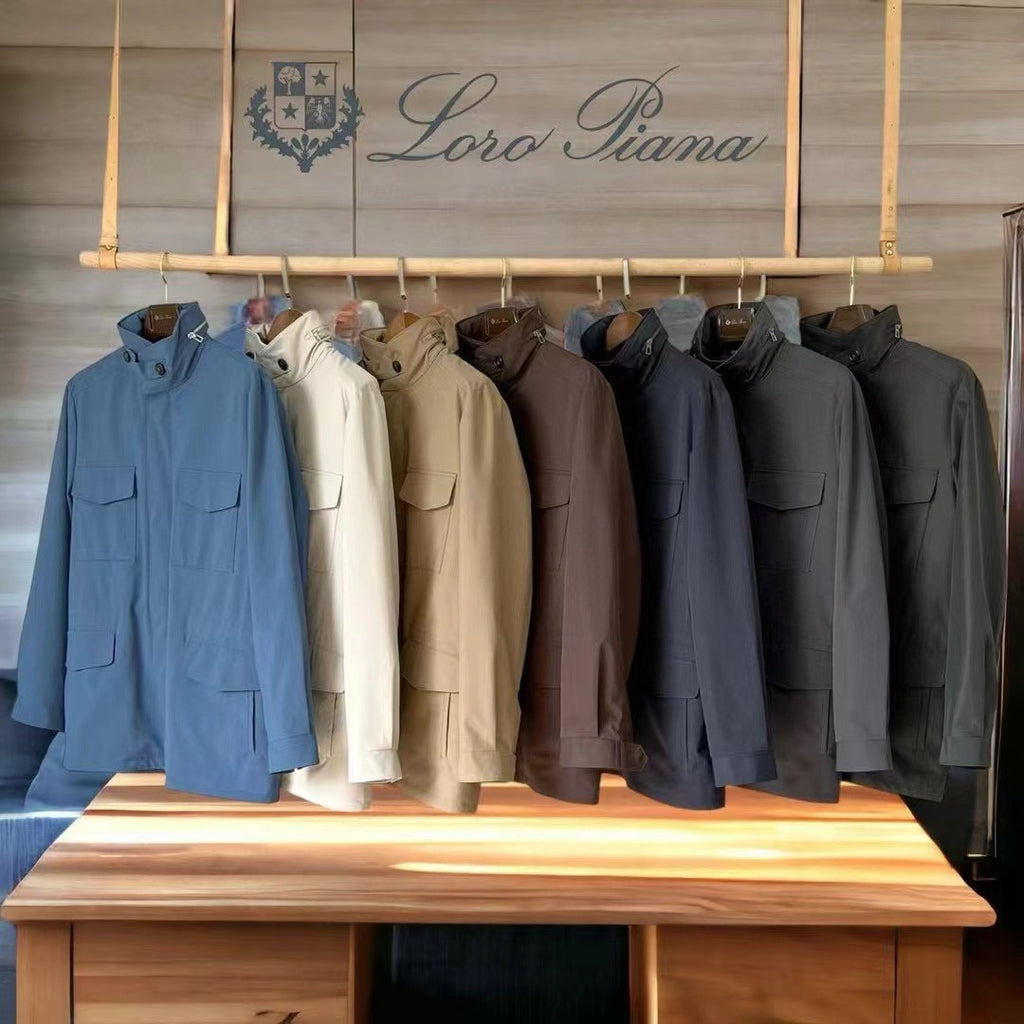 Loro Piana Men's Spring Solid Traveller Windmate® Jacket Standing Collar Long Sleeve Zipper Casual Fitted Jacket Ngvp #8652
