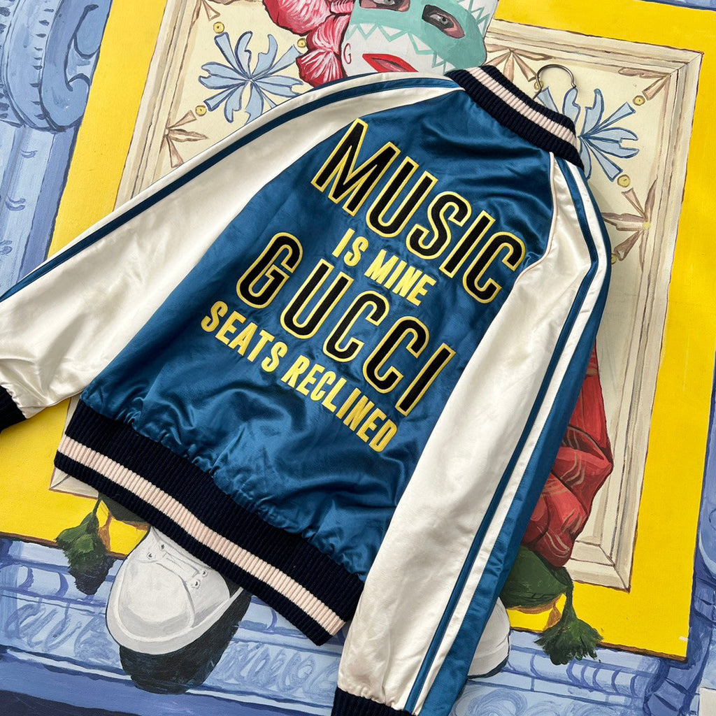 Gucci  Baseball Jersey Zip Up Jacket Blue #4583