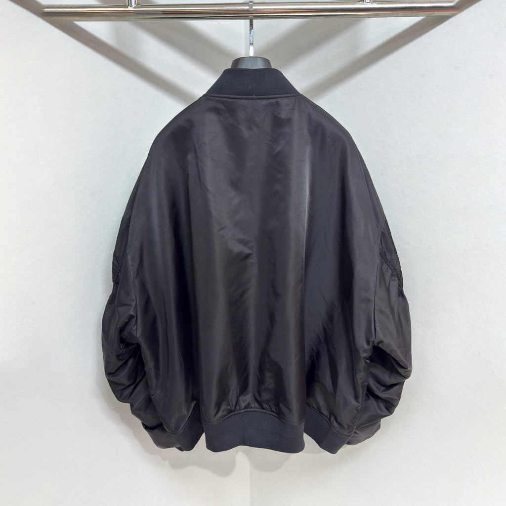 Balenciaga Men's And Women's Fall/Winter Fashion Casual Solid Color Crew Neck Zipper Logo Embroidered Pattern Oversized Flight Cotton Jacket #78996