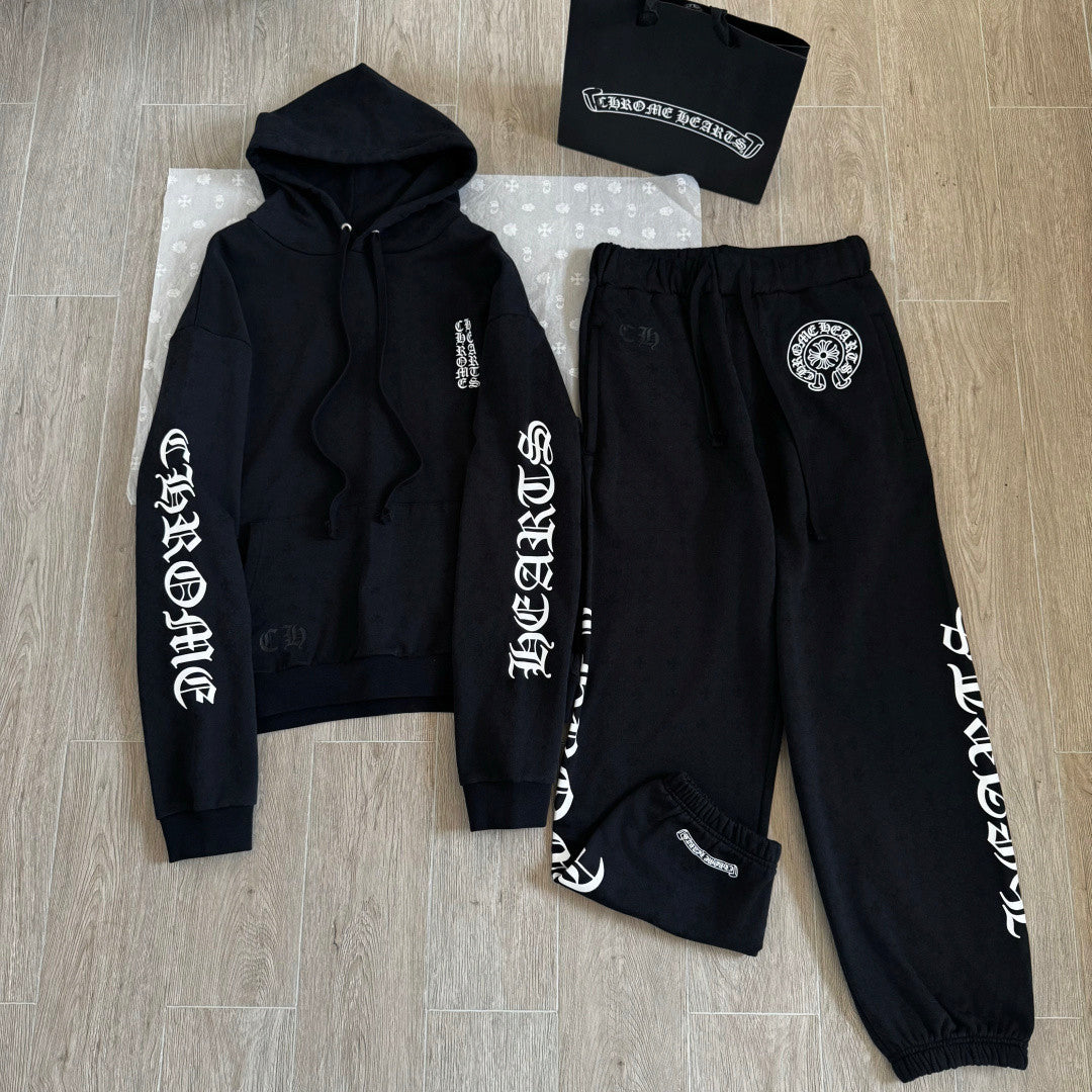 Chrome Hearts All Over Printed Dark Pattern Hooded Sweatshirt Pants #375728
