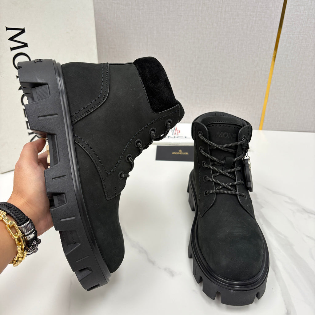 Moncler Black Peak City Nubuck Suede Lace-Up Boots #336113