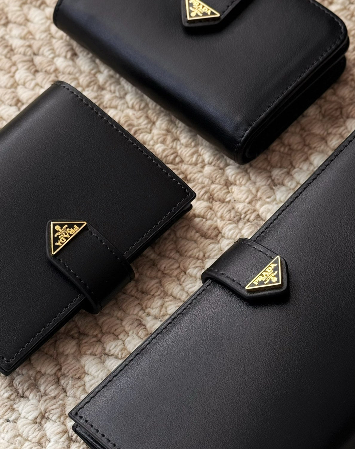 Prada Men's Triangle Logo Black Leather Coin Purse Card Case Bag Bags #75361