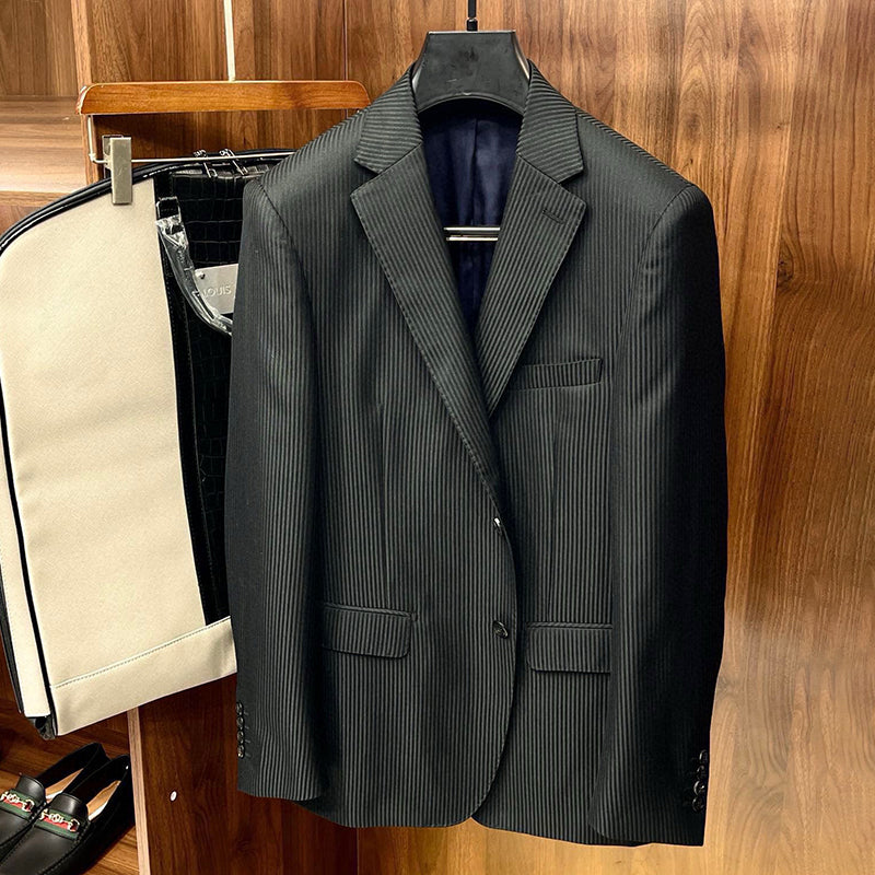 Louis Vuitton Men's Spring and Autumn Striped Solid Color Lapel Single Breasted Blazer Jacket Casual Pants Ngvp #9897