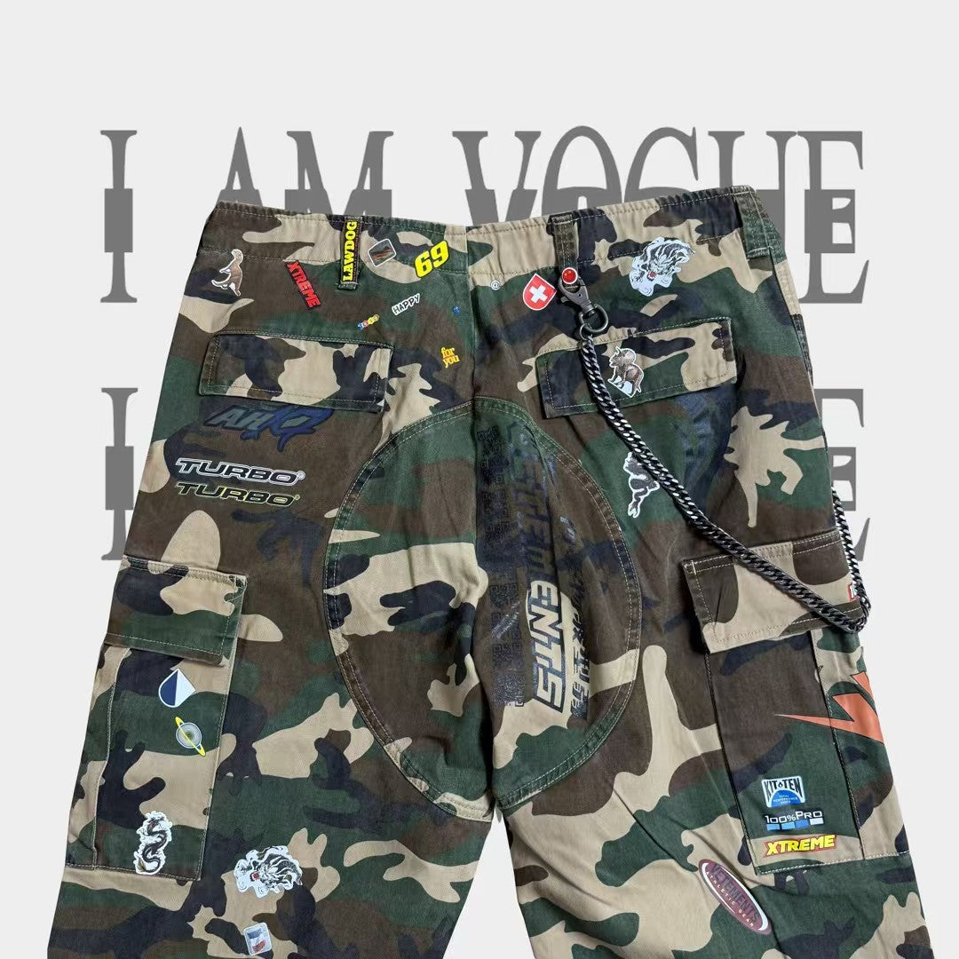 VETEMENTS Opium YVL Style Camouflage Sticker Printed Straight Overalls Playboicarti Same Style #332197