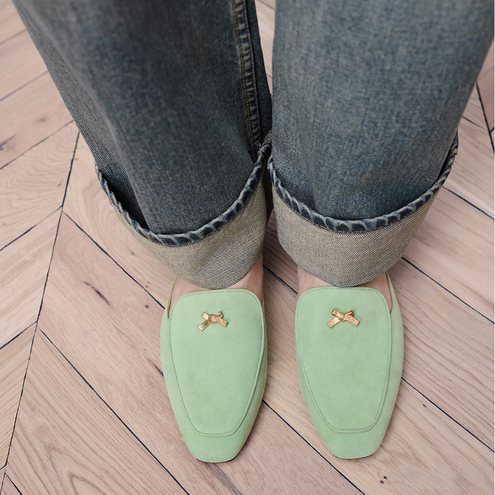 DIOR Baby Bow Mule Pistachio Suede Goatskin #377752