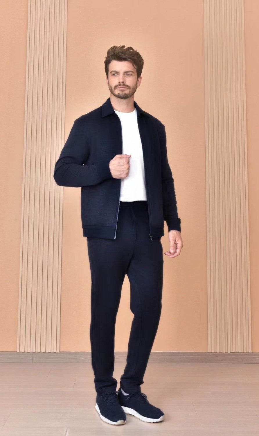 Loro Piana Men's The Gift of Kings® Blackrock Bomber Coat Long Sleeve Zipper Lapel Jacket Casual Solid Pants Set Ngvp #9645