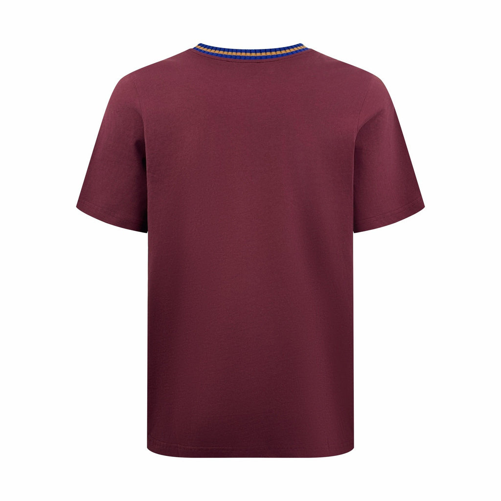 Moncler Burgundy Embroidered Logo Cotton T-Shirt Polos T-shirts #375498