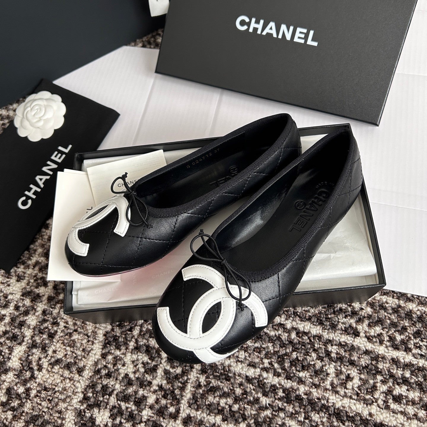 Chanel Lambskin Cambon Quilted Ballerina Flats #310355