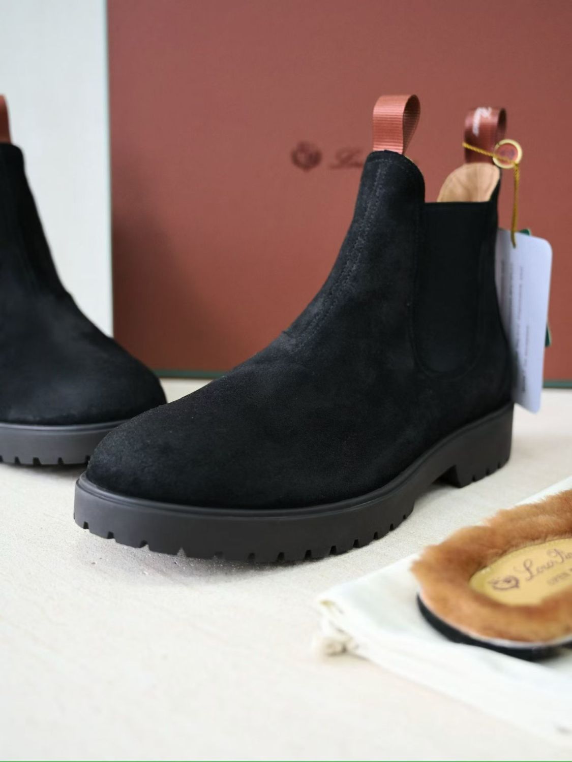 Loro Piana Men's Dover Walk Men's Chelsea Boots Winter shoes Low Cut Round Toe Martin Boot #332379
