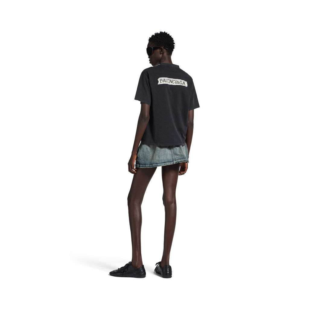 Balenciaga Women's and Men's Masking Tape T-shirt Medium Fit in Faded Black #333475