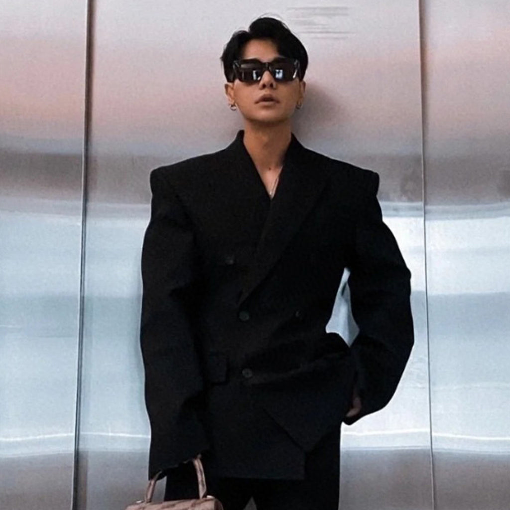 Balenciaga Men's Women's Spring And Autumn Black Lapel Double Breasted Wool Long Sleeve Fitted Blazer Jacket Ngvp #7249