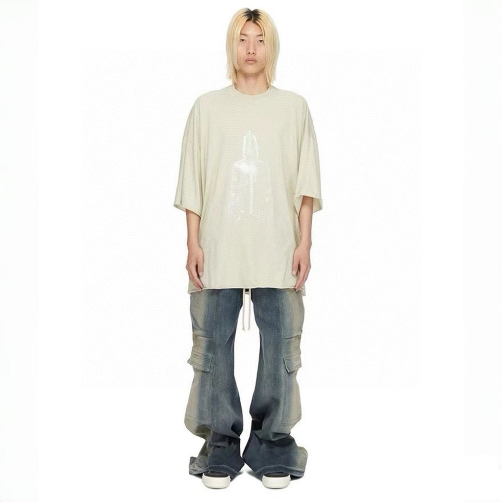 Rick Owens Men's Spring And Summer High Street Trend Gradient Pocket Denim Pants Retro Fashion Trend Loose Pants Ngvp #1743
