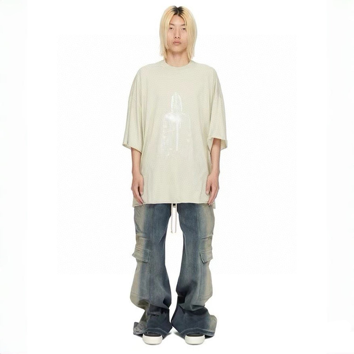 Rick Owens Men's Spring And Summer High Street Trend Gradient Pocket Denim Pants Retro Fashion Trend Loose Pants Ngvp #1743