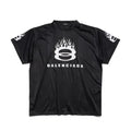 Balenciaga Men's Summer Black Letter Printed Loose Half High Neck Polyester Short Sleeve T-Shirt #73832