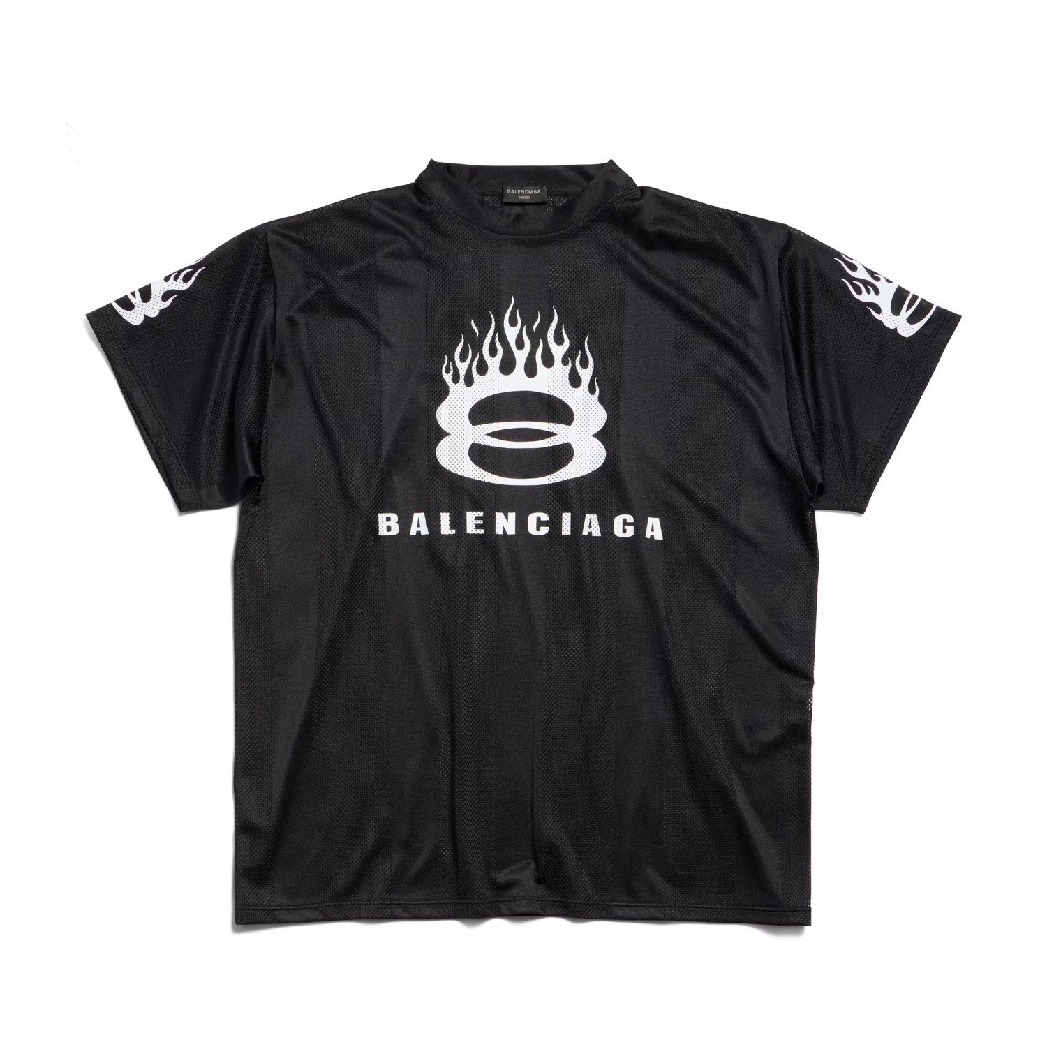 Balenciaga Men's Summer Black Letter Printed Loose Half High Neck Polyester Short Sleeve T-Shirt #73832