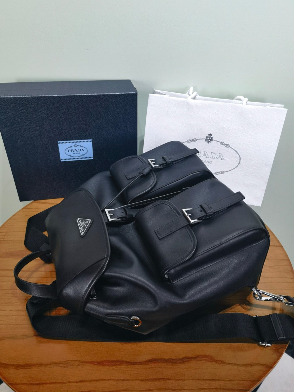 PRADA Black Medium Leather Backpack #383384