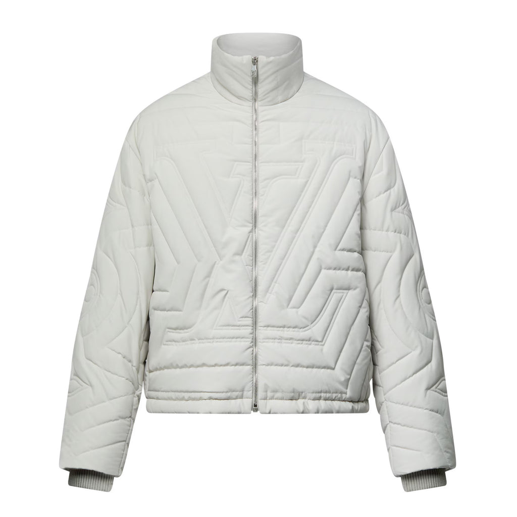 Louis Vuitton Men's Autumn and Winter Solid Color Standing Collar Quilted Drawstring Letter Embroidered Zipper Long Sleeve Jacket #74796