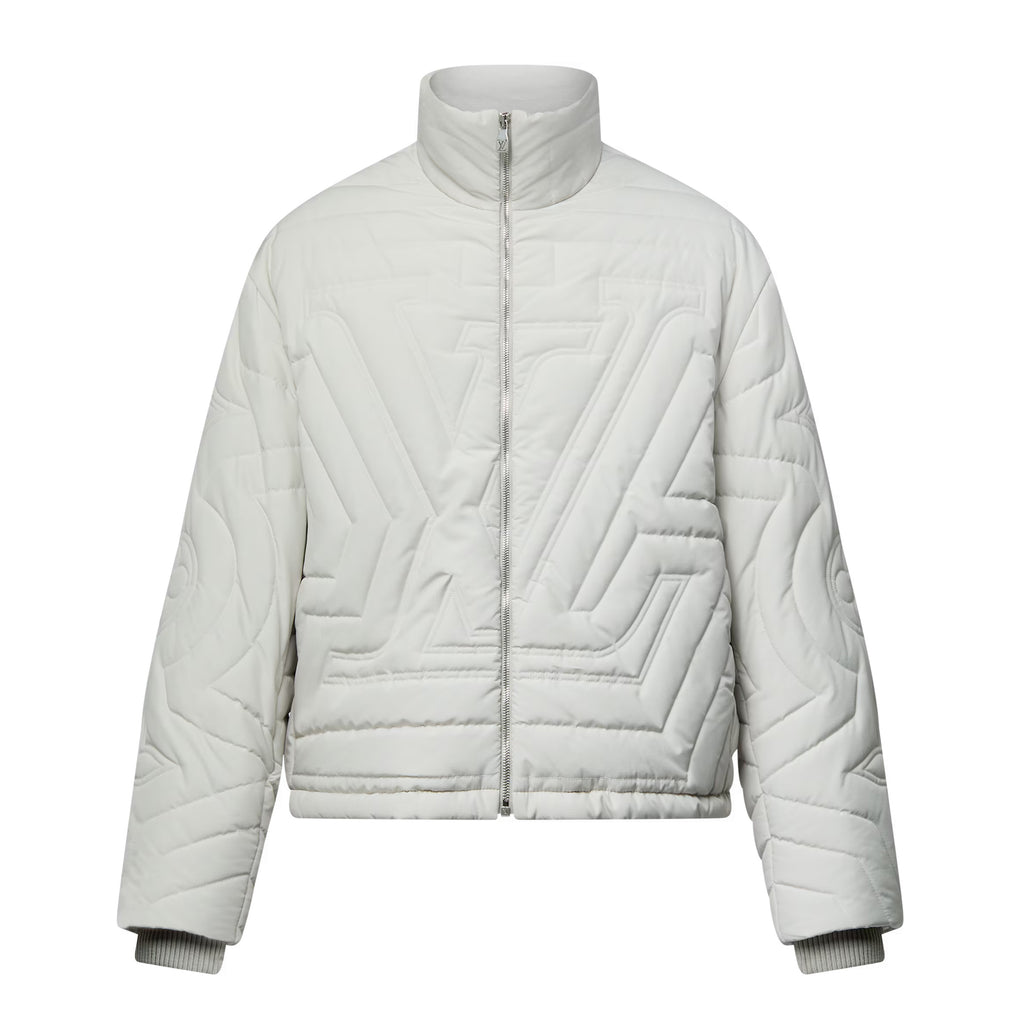 Louis Vuitton Men's Autumn and Winter Solid Color Standing Collar Quilted Drawstring Letter Embroidered Zipper Long Sleeve Jacket #74796